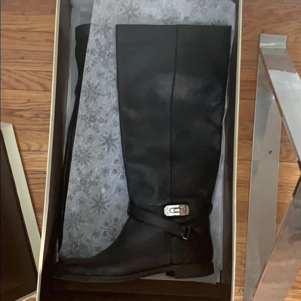 Black leather Coach riding boots